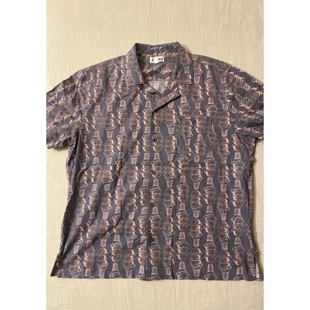 Abound Menswear Ice Cream Print Button Up‎ Short Sleeve Shirt - Size L